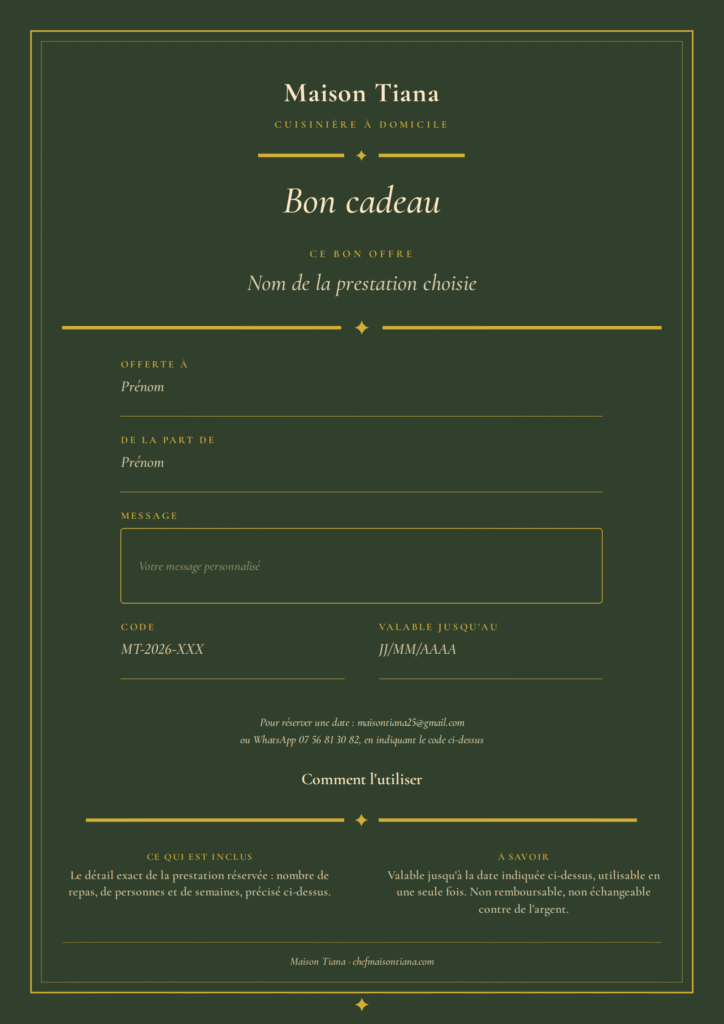 Carte cadeau Maison Tiana